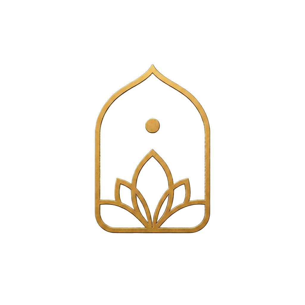 Aavare emblem — a gold temple arch with a lotus